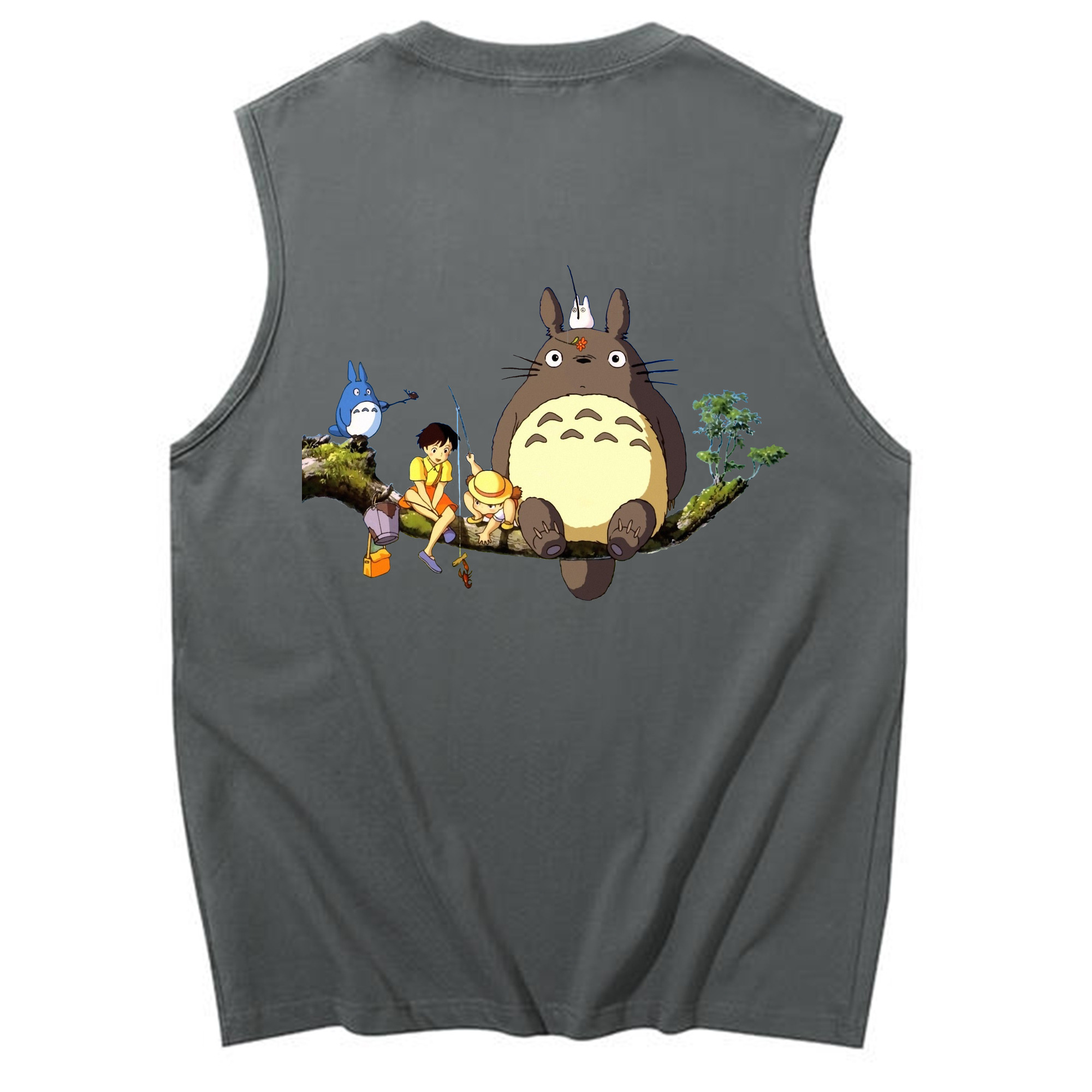（画像用） となりのトトロ 草壁メイ 草壁サツキ My Neighbor Totoro Satsuki Kusakabe Mei Kusakabe コットン100％タンクトップ（背面プリント）